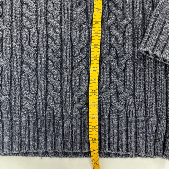 Fossil Brand Jeans Men's Gray Cable Knit Quarter Zip Sweater L Lambswool Blend - Picture 5 of 8